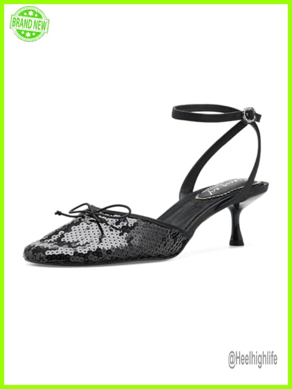 Kitten Heel Pump with Cross Ankle Strap and Buckle Closure